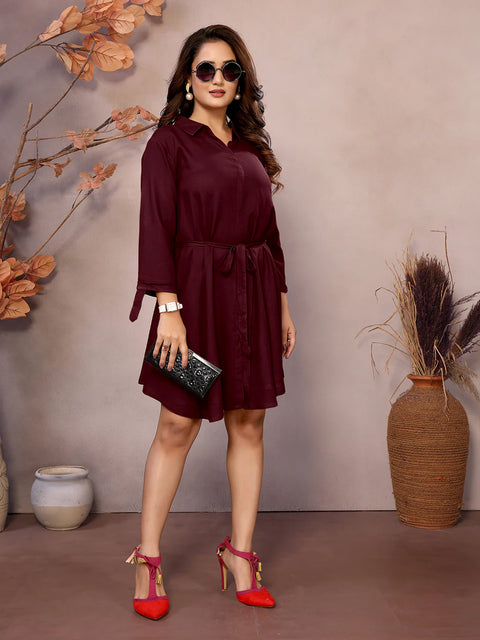 JT246 Viscose Flared Tunic cum Single-Piece Dress with Shirt Collar, Front Buttons, and Flared Thigh-Length Design - Perfect Kurti for Women, Short Kurti, Kurti Set, and Top for Women